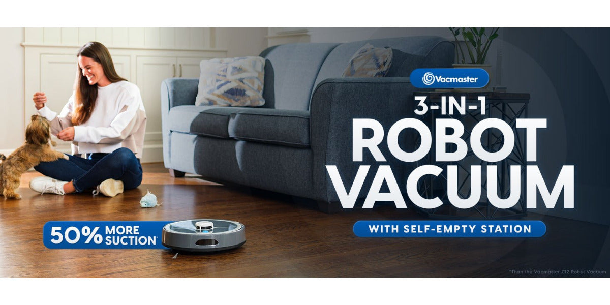 Vacmaster 3-in-1 Robotic Vacuum Cleaner and Mop Combo Pet Companion with Self-Empty Station for 45 Days, LiDAR Navigation, 3000Pa Strong Suction, Multi-Floor Mapping for Homes with Pets, Carpet & Hard Floors