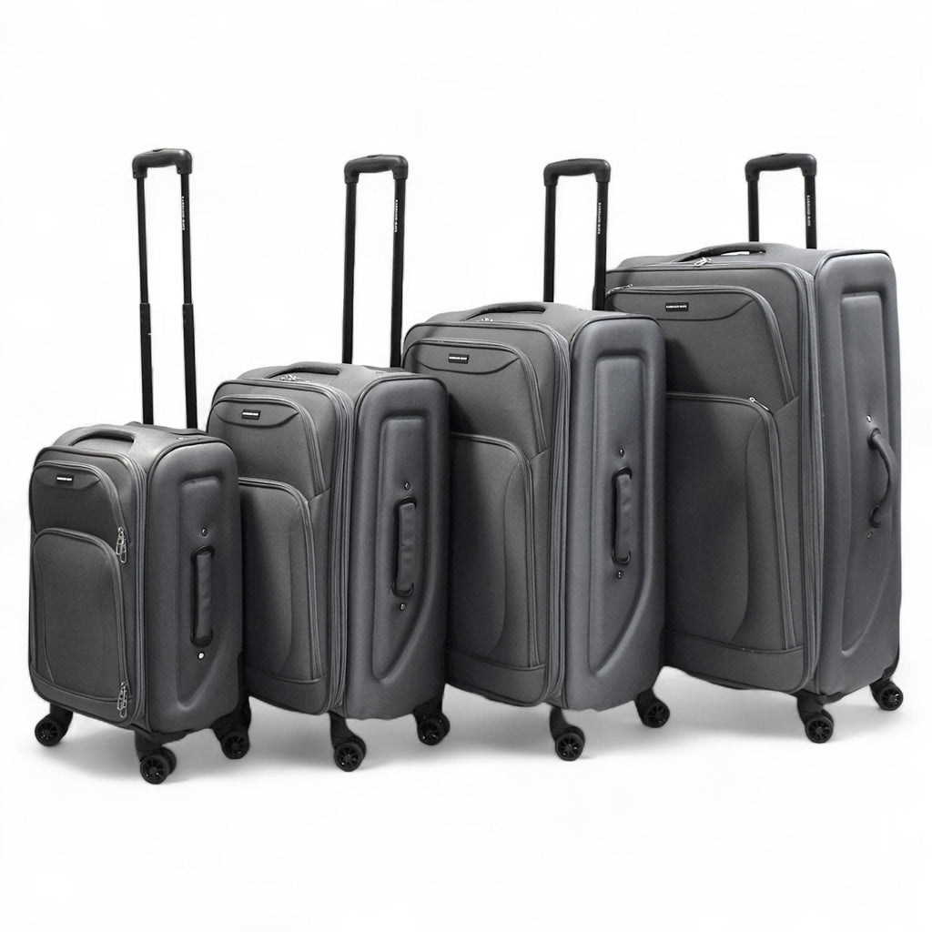 4-Piece Softside Spinner Luggage Set – Lightweight Expandable Suitcases in 20" 24" 28" 32" – Durable Fabric with 360° Wheels & Telescoping Handles – Black, Grey, Plum Travel Set