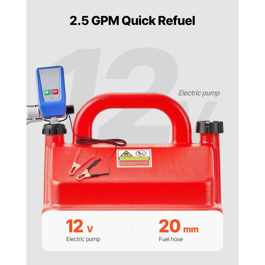 VEVOR Fuel Caddy 16 Gallon/ 32 Gallon Fuel Tank with 12V DC 2.5 GPM/ 15 GPM Electric Transfer Pump