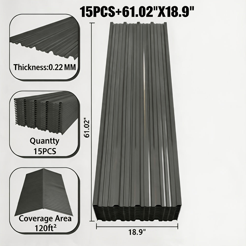 [Waterproof Metal Siding] 72.85''X18.9''/61.02''X18.9'' Corrugated Galvanized Metal Roofing Panels And 1 Pair Of Gloves, Waterproof Metal Siding Panels For Outdoor House, Storage, Chicken Coop, Garage, And Shed, 20pcs/15pcs/10pcs