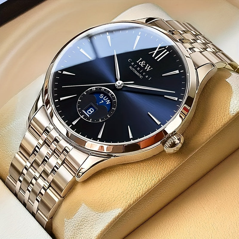 Carnival High-end Brand Mechanical Watches for Men Stainless Steel Faux Sapphire Mirror Fashion Sports Watches for Men Holiday Gifts