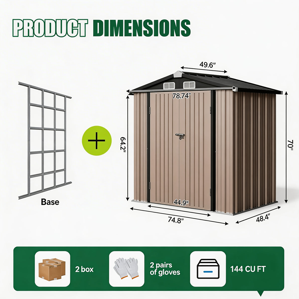 UMORLYRAE Outdoor Metal Storage Shed 6x4/8x6ft/10x8ft/10x12ft Garden Tool Shed Heavy Duty Utility Storage House with Optional Foundation for Backyard Patio Brown