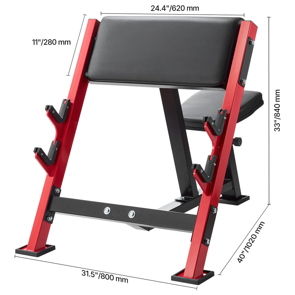 VEVOR Preacher Curl Bench Adjustable Home Gym Biceps Machine Barbell Equipment