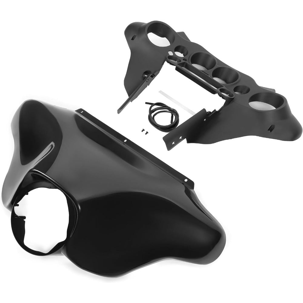 Front Inner Outer Fairing Compatible with 1996-2013 Davidson Touring Street Glide Electra Glide Models Black (Plastic)