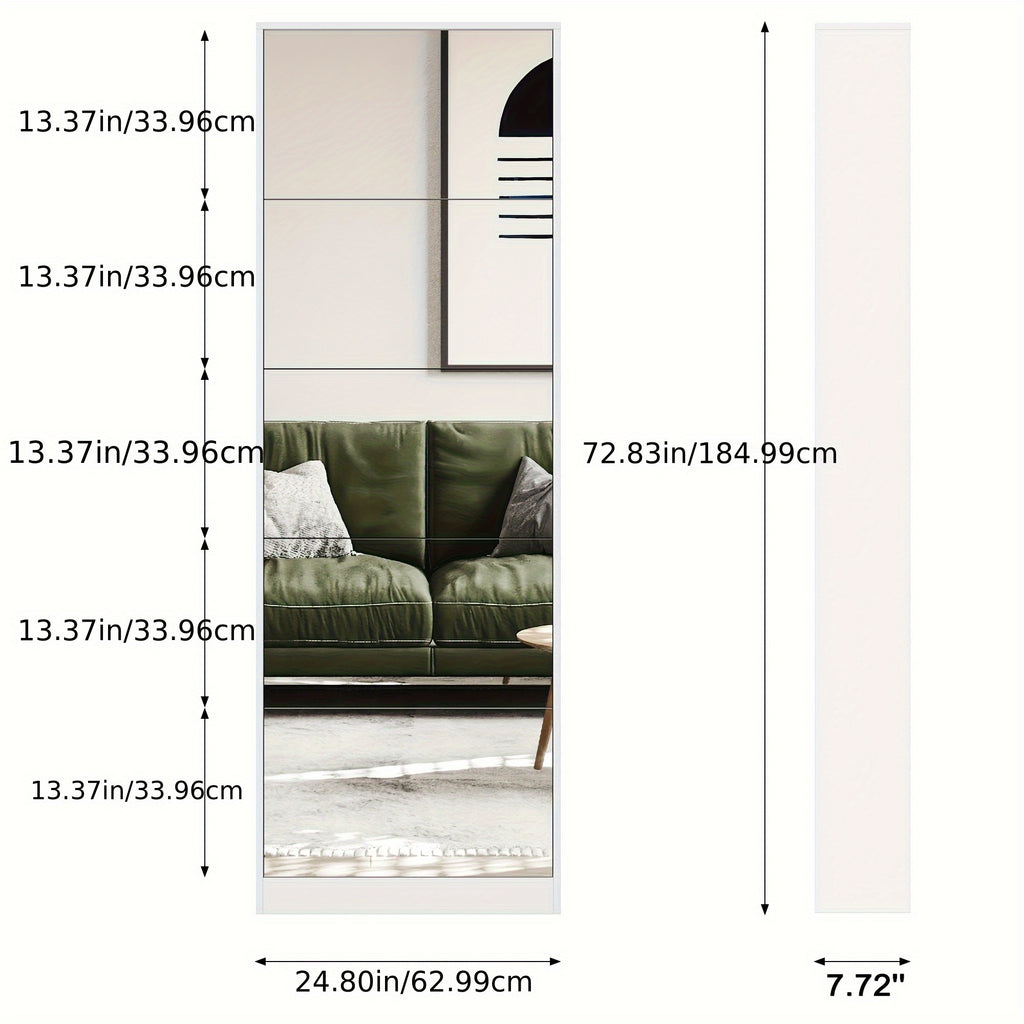Organizedlife 1 Set Modern Shoe Cabinet with Full Length Mirror, Freestanding Shoe Rack Storage Organizer with 5 Flip Drawers, 3 2 Tier Shoe Closet for Entryway, Dressing Room