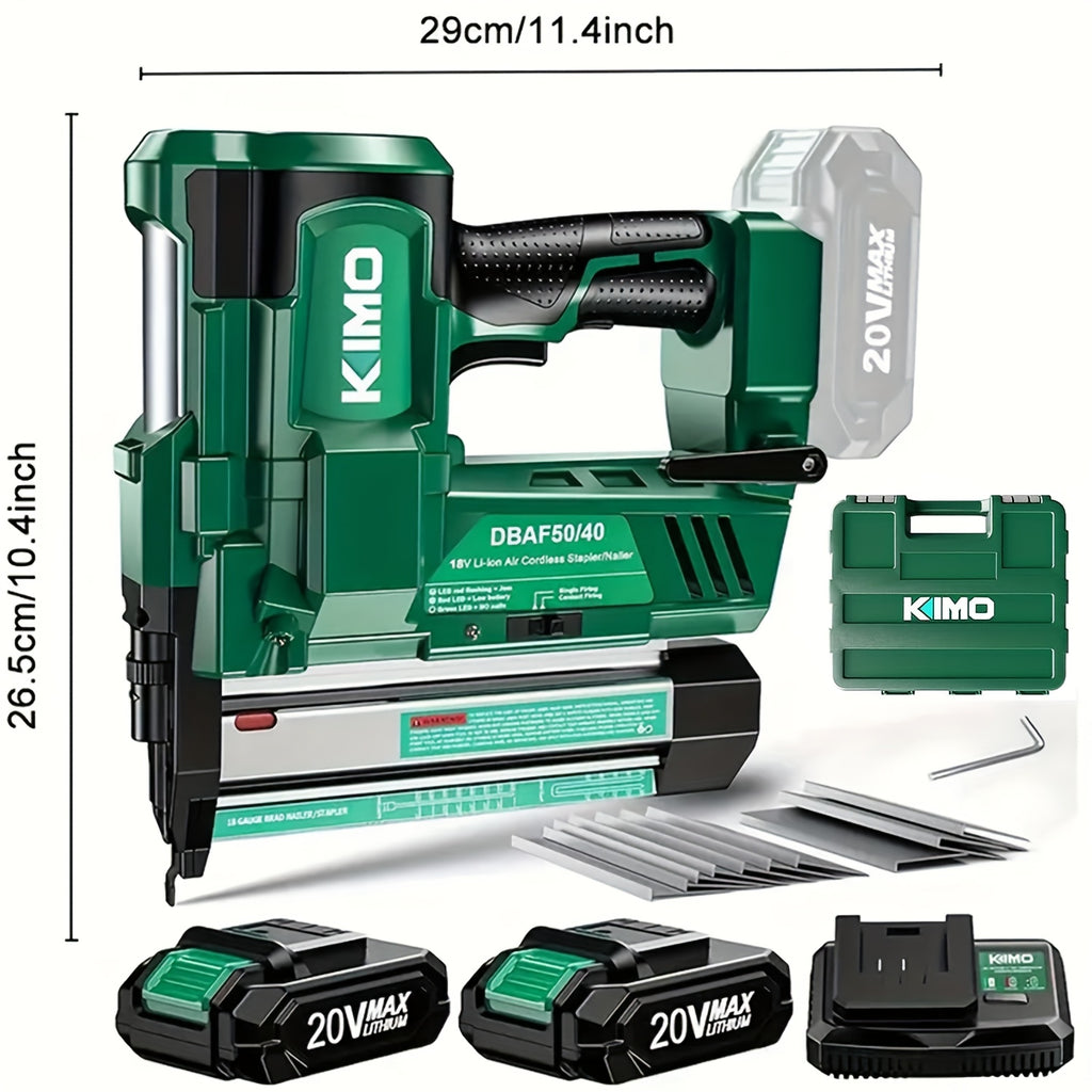 Cordless Brad Nailer and Stapler for Home Improvement and Woodworking, KIMO Battery-Powered Tool