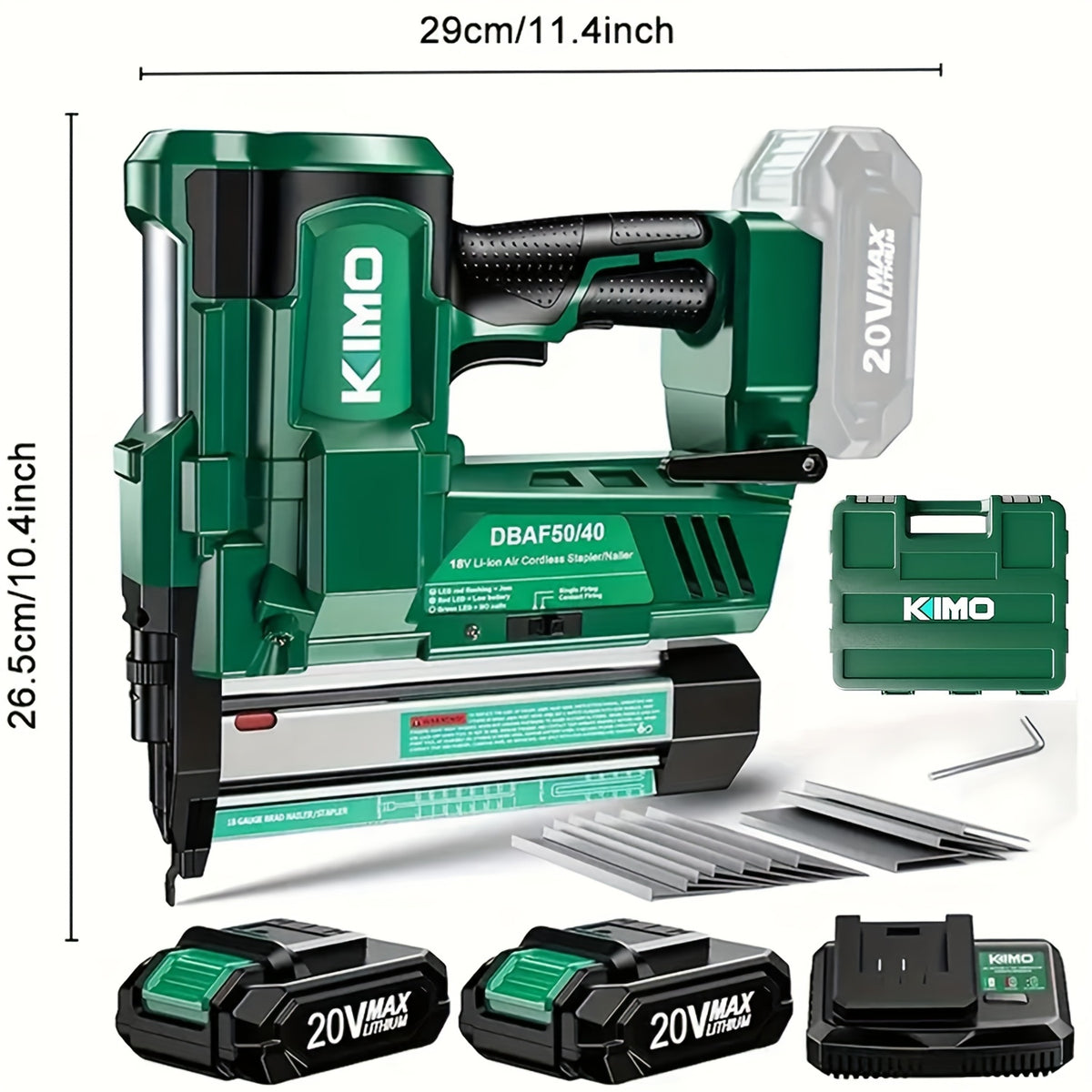 Cordless Brad Nailer and Stapler for Home Improvement and Woodworking, KIMO Battery-Powered Tool