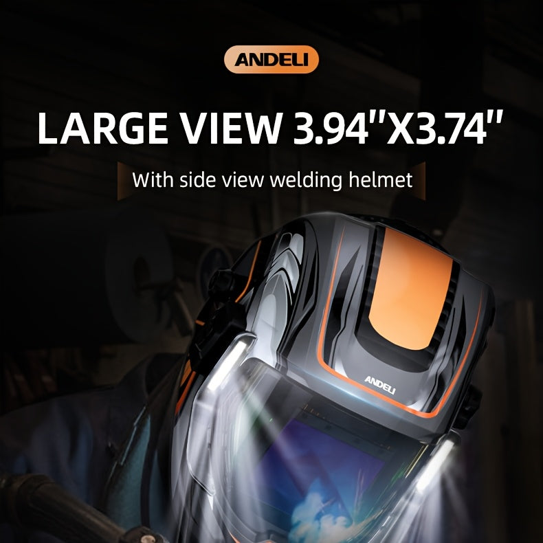 ANDELI Welding Helmet with True Color Automatic Dimming, 180° View Measuring 3.94" X 3.74", Featuring 4 Arc Sensors And a Wide Coverage Range of 4/5-8/9-13, Suitable for TIG, MIG, And STICK Welding