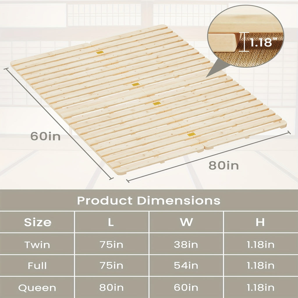 LILYPELLE Japanese Style Tatami Bed Frame, Foldable Wooden Slat Mattress Foundation, Low Profile Floor Sleeping Platform, Minimalist Space Saving Bedroom Furniture