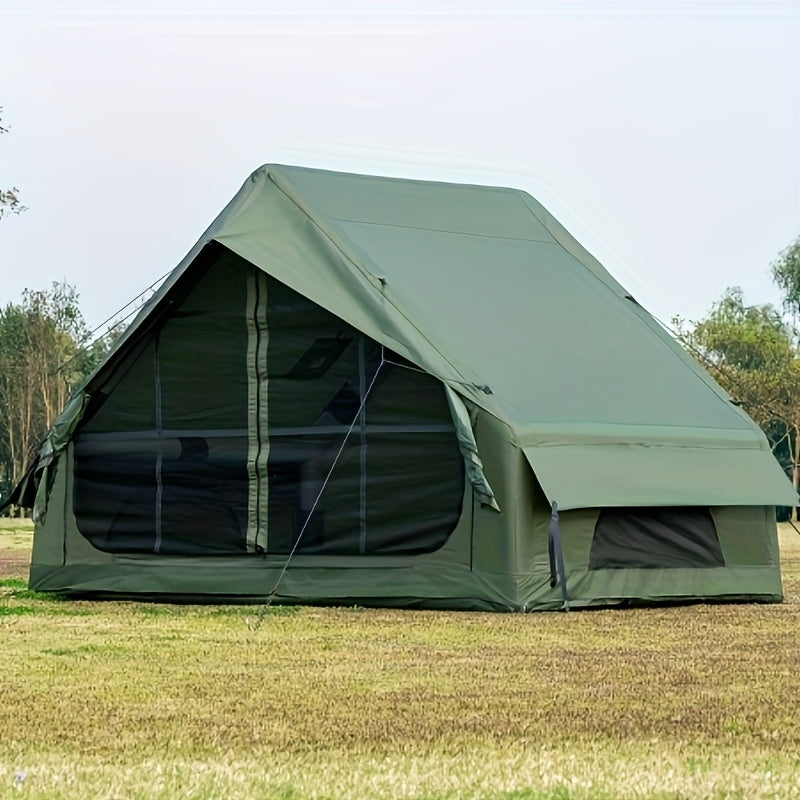 65 Sq.ft Inflatable Camping Tent For 3-4 Person, Self-Supporting Air Tent With Easy Setup, Windproof Cabin Tent With Mesh Windows, Portable Inflatable Tent For Outdoor Camping, Hiking, Backpacking & Travel
