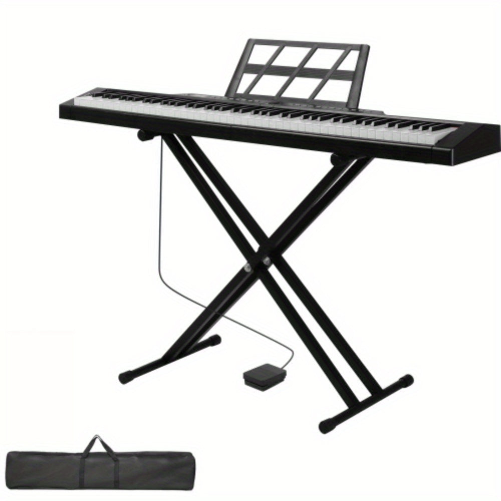88 - Key Full - Size Semi - Weighted Digital Piano In Elegant White: Comes With Dual - Tube X - Shape Stand