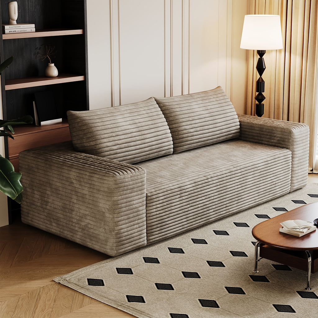 Boneless Sofas for Living Room, 71" Modern 2-Seater Sofa with Deep Seat, Comfy Cloud Sofa with Corduroy Fabric, No Assembly Couch, Loveseat Sofa for Bedroom, Dorm