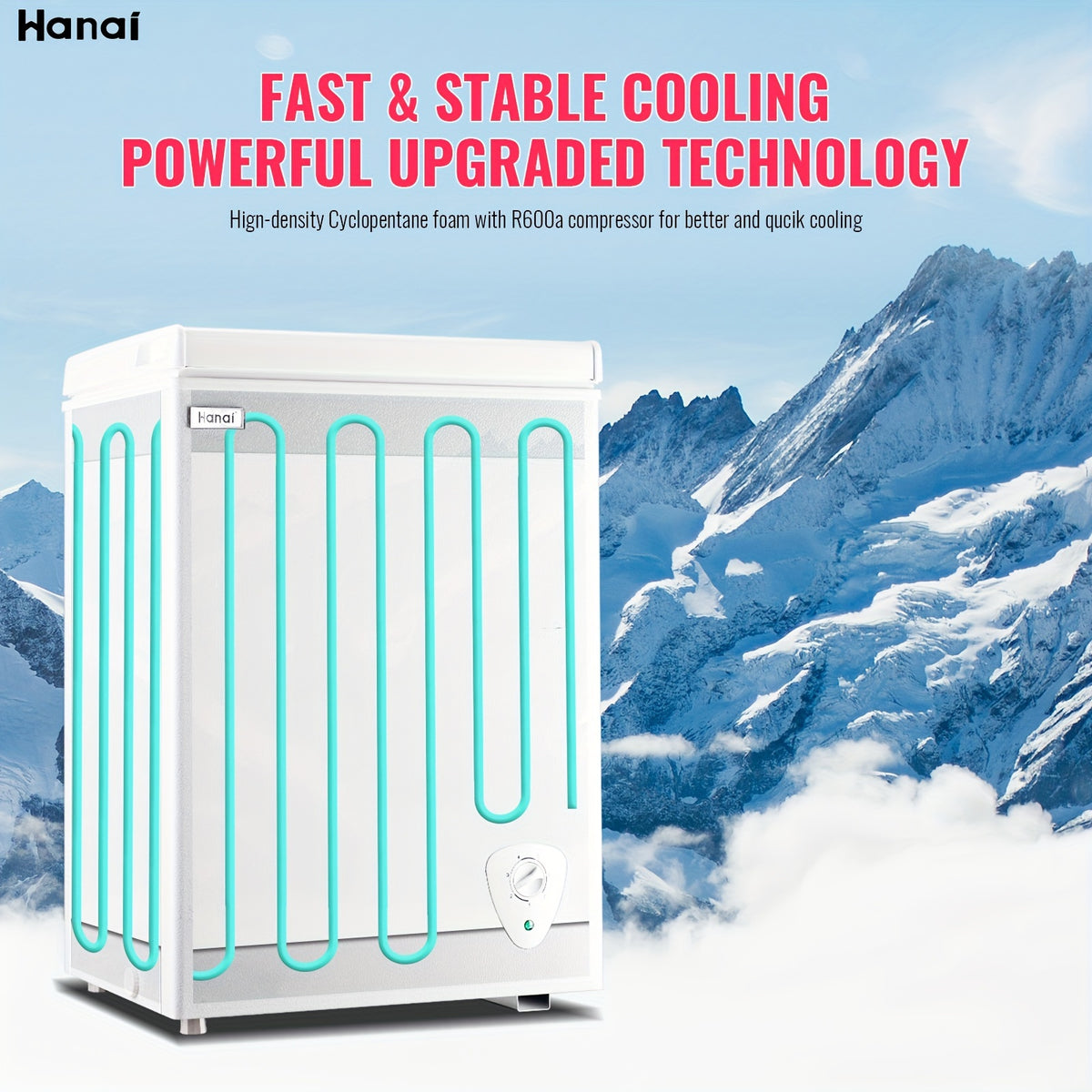 WANAI Chest Freezer Mini Small Deep Freezer Apartment Dorm Freezers with 7 Temp Control Fast Cooling Portable for Home Office Business Dorm