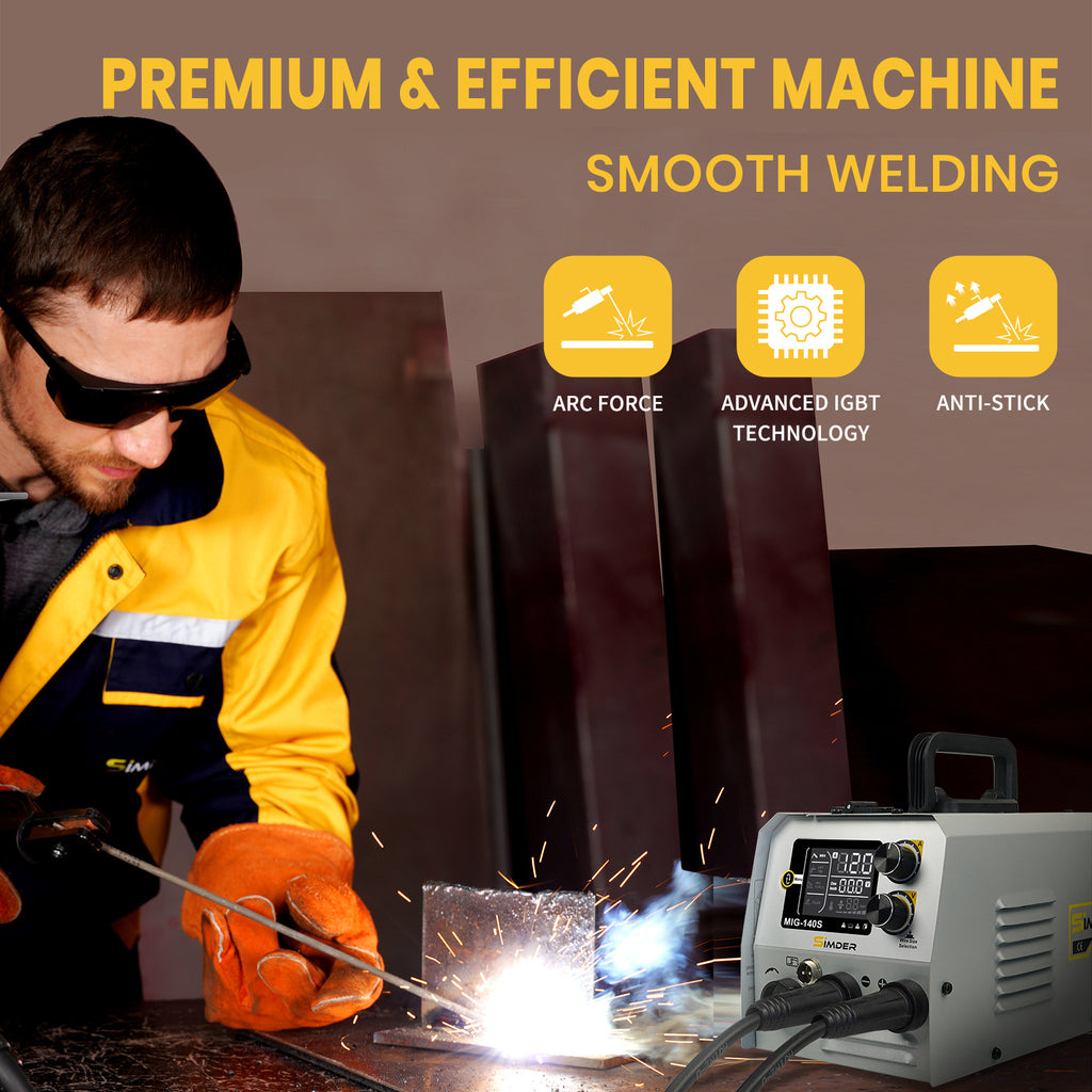 MIG Welder 3 In 1 MIG/ARC/Lift TIG Welder With 24pcs 14AK MIG Welding Accessories, 110V 140A Smart LCD MIG-140S Welding Machine with TIG Torch, ARC Force, IGBT Inverter, Automatic Wire Feeding, Stable Arc, Intelligent Cooling and Overload Protection, Perf