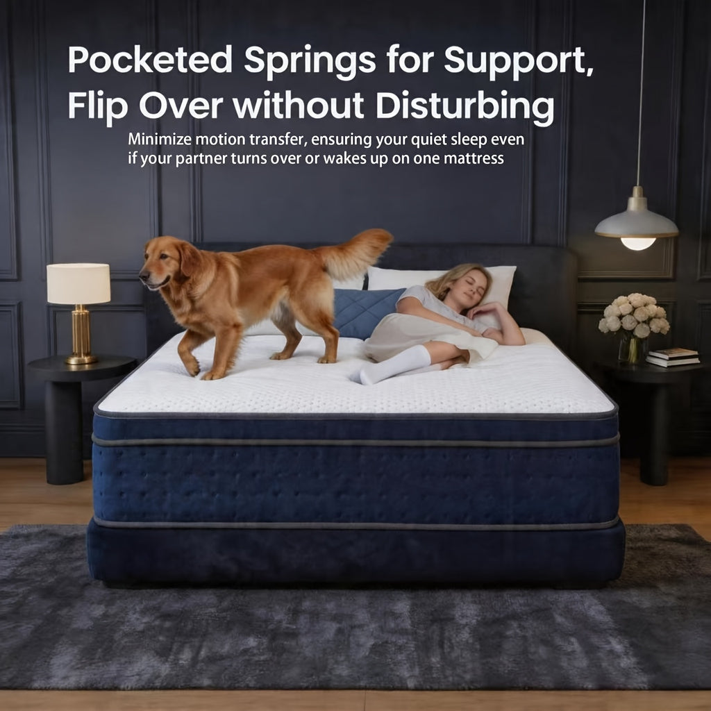 Queen Size 12-Inch Mixed Mattress, Memory Foam - Ergonomic Design, Medium Firm Mixed, Luxurious Spring Comfort Mattress, Suitable for Home, Guest Room, Hotel