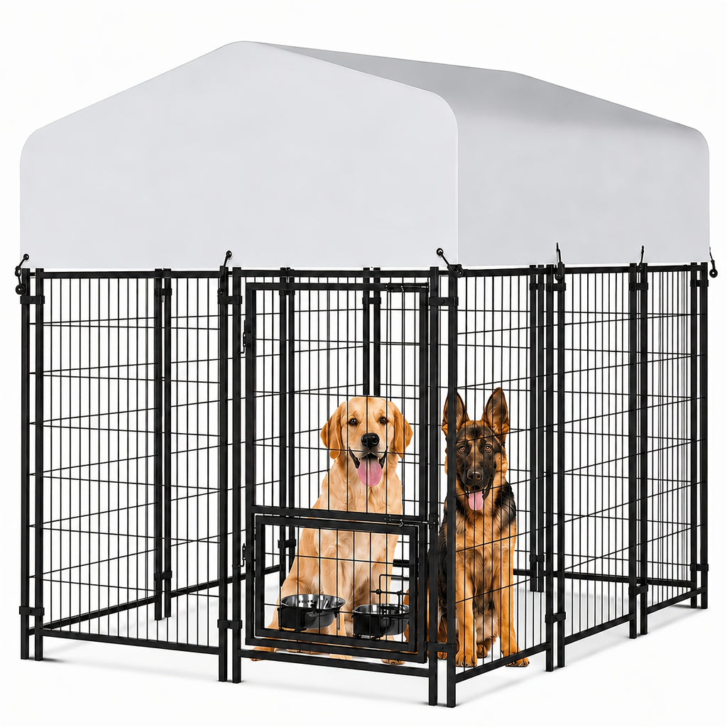 Towalker 8X4X5Ft Outdoor Dog Enclosure for Large Breeds, Heavy-Duty Welded Wire Playpen for Outdoor Use, Recently Enhanced Security Door Lock And Panel Connector/Uv-Resistant Roof Cover