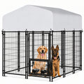 Towalker 8X4X5Ft Outdoor Dog Enclosure for Large Breeds, Heavy-Duty Welded Wire Playpen for Outdoor Use, Recently Enhanced Security Door Lock And Panel Connector/Uv-Resistant Roof Cover