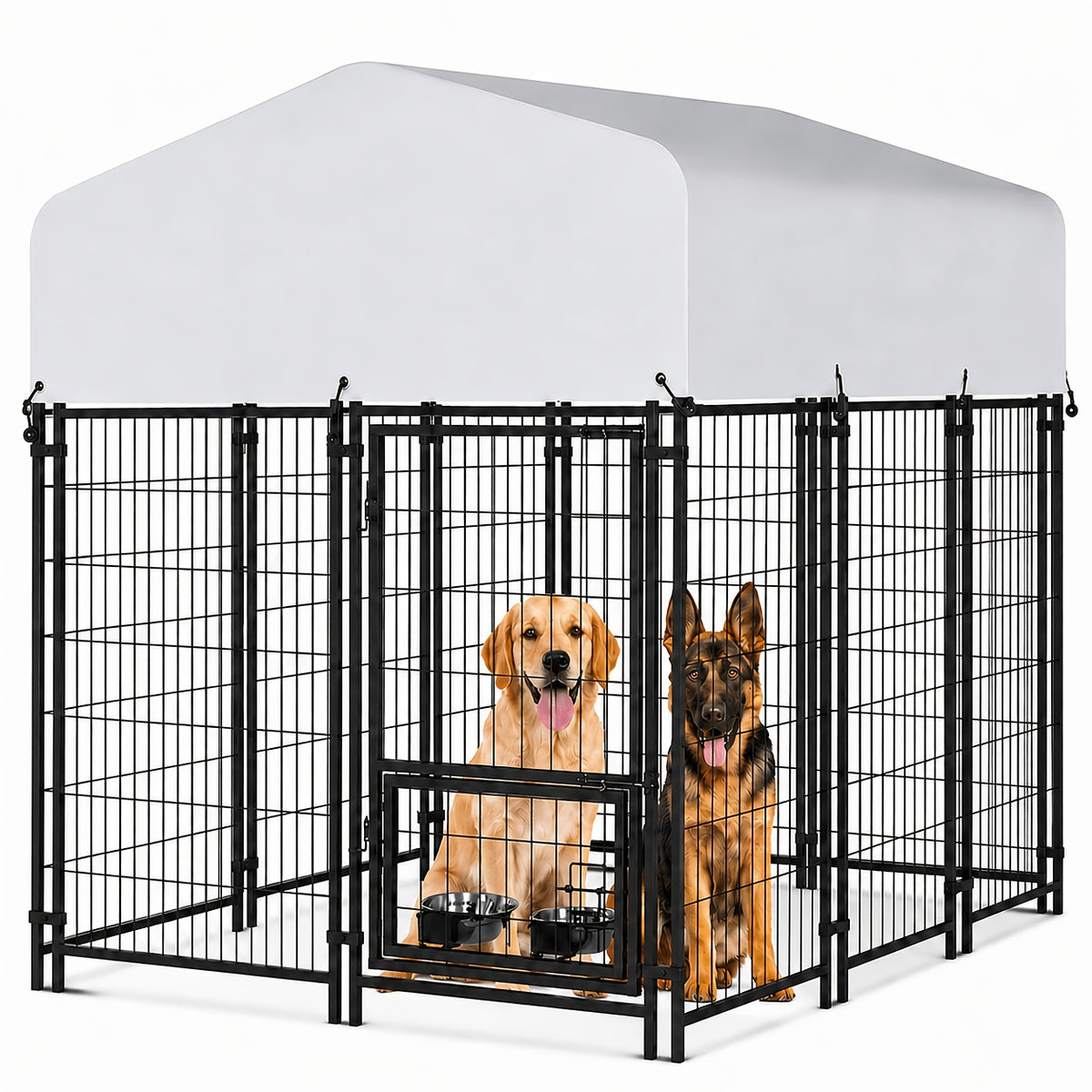 Towalker 8X4X5Ft Outdoor Dog Enclosure for Large Breeds, Heavy-Duty Welded Wire Playpen for Outdoor Use, Recently Enhanced Security Door Lock And Panel Connector/Uv-Resistant Roof Cover
