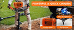 62CC Auger Post Hole Digger, 2 Stroke Gas Powered Earth Post Hole Digger With 2 Auger Drill Bits (6" & 8") + 1 Extension Rods For Farm Garden Plant, Orange (62CC)