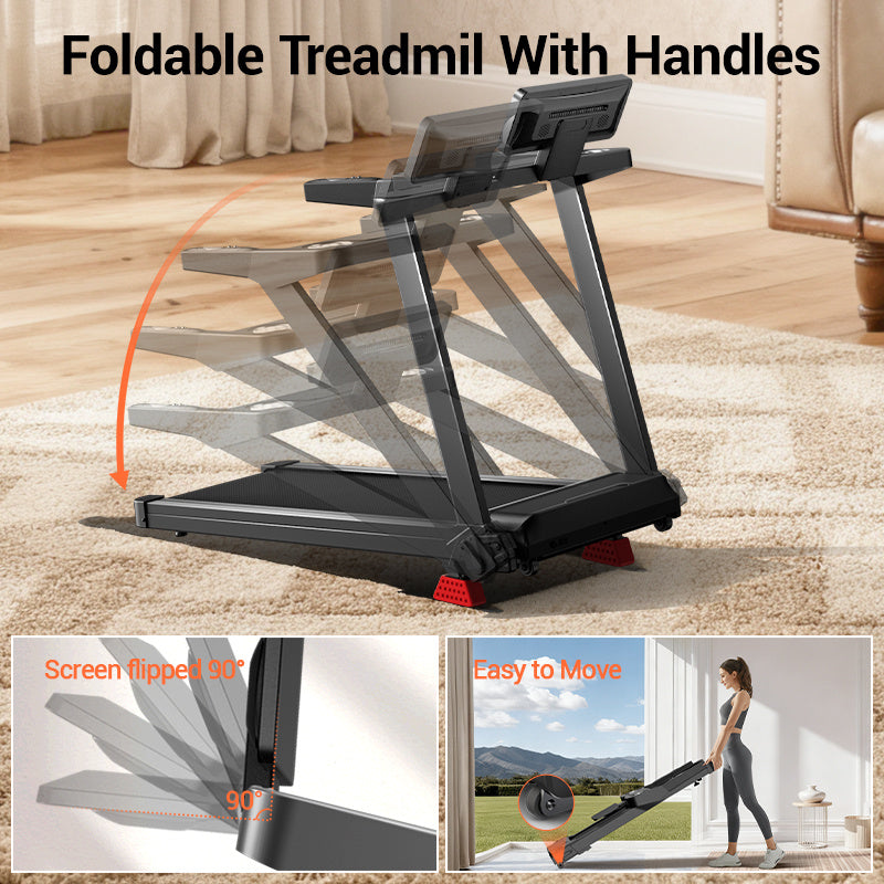 UMAY 20% Maunal Incline Treadmill, Foldable Home Treadmill with Quiet 3.5 HP Motor, 400LBS Capacity