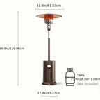 48, 000 BTU Bronze Outdoor Propane Patio Heater with Wheels | Commercial & Residential Use, Metal Tower, Radiant Heating, Freestanding, Includes Lighter Device