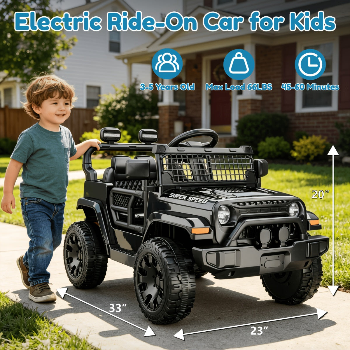 12V Ride On Car, Electric Car for Kids, with Parent Remote & Music Player, Spring Suspension for Comfortable Ride, Seat Harness Protection, Locking Doors, Outdoor Toy Car