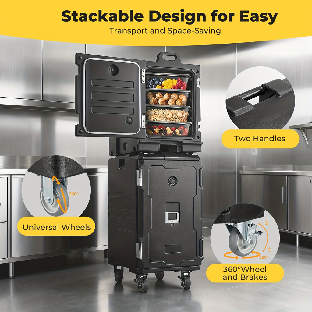 127QT Food Warmers with Swivel Casters, Hot Box Food Warmer, Catering Food Warmers for 8 Full Size Pans (NOT Included), Hot Boxes for Catering, Canteen, Christmas Party, Gathering, Restaurant Event