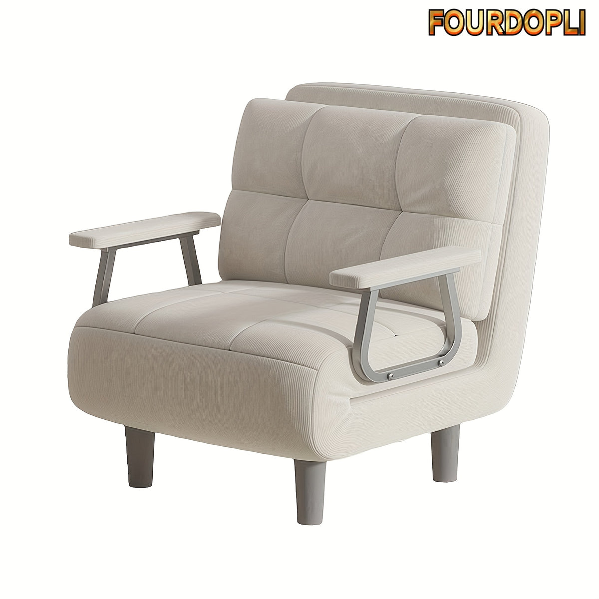Folding Chair Bed | Silvery Armrest Corduroy Sofa, 5-Position Adjustable Backrest, Soft Breathable Fabric, 25.59X73.23inch, Multi-Color Multi-Functional, Suitable for Living Rooms And Bedrooms