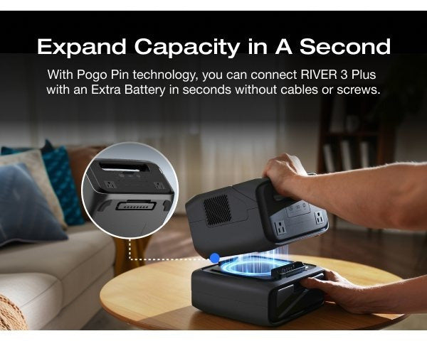 ECOFLOW Extra Battery EB300 for River 3 Plus (Separate Shipment), 268Wh-554Wh Expansion (add on river 3 plus 268Wh) LiFePO4 Battery with 10-Year Lifespan, Built-in 140W USB-C Port for Charging/Discharging, Use Independently
