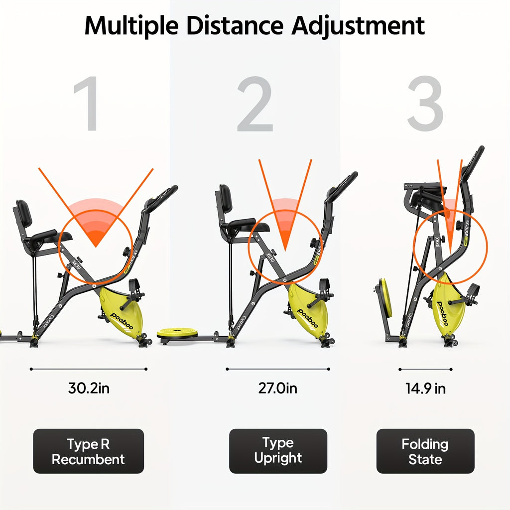 HASIMAN Foldable Indoor Exercise Bike for Home Gym Workout with Twister Disk And Arm Resistance Bands, Adjustable Resistance Fullybody Fitness Exercise Cycling