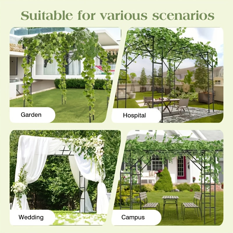 Sturdy Black Metal Arched Grape Trellis | Climbing Pergola, Fence Specifically For Vine Plants, Suitable For Balconies, Backyards, Villa Gardens, Durable And Easy To Install