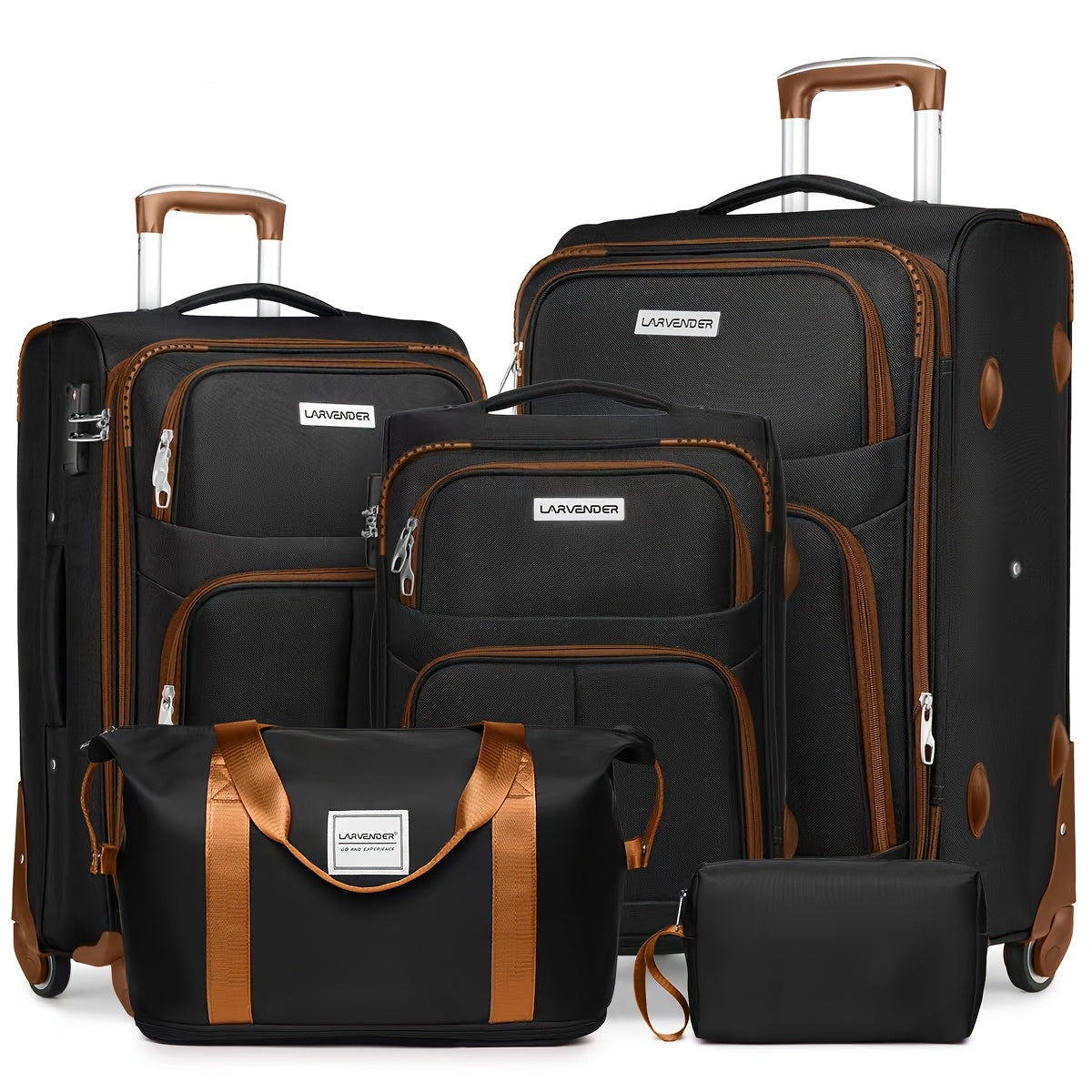 Softside Luggage Sets 4pcs with Duffel Bag, Expandable Rolling Suitcases Set with Spinner Wheels, Lightweight Upright Travel Luggage Set with TSA-Approved Lock, Multicolor