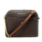 Michael Kors Jet Set Travel Medium Dome Crossbody & Trifold Wallet Set Brown Signature