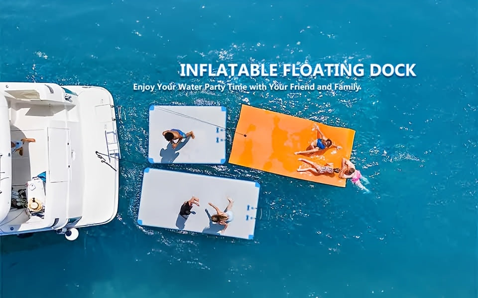6ft/8ft/10ft/12ft Floating Dock Water Platform, Multi-People Inflatable Floating Mat, Dock Platform for Lake/Boats/Island/Swimming Pool