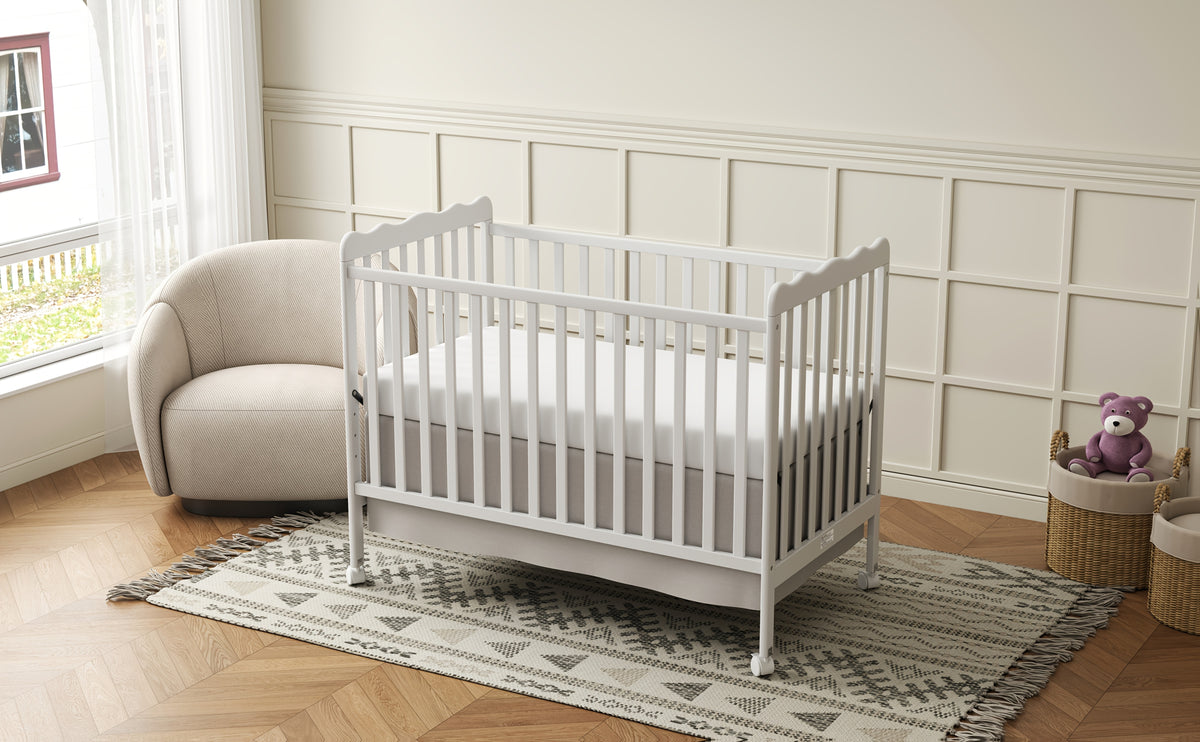 Goldzone 4in 1 Convertible Baby Crib, Wooden Baby Stuffs Converts Into Toddler Bed, Daybed, Newborn Essential with 3 Adjustable Base, Nursery Decor Necessities with Wheel & Non-Toxic Finishes, Item Weight: 36lbs, Maximum Weight Recommendation: 50lbs