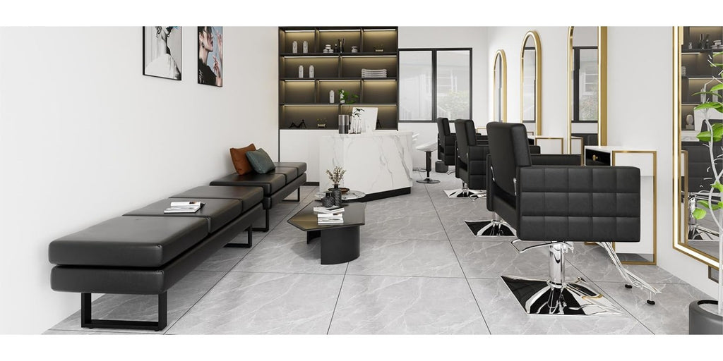 LEADZM Waiting Room Bench with Back, 58.6'' Office Guest Chair Upholstered Reception Seating, Lobby Furniture for Beauty Salon Barbershop Airport Bank Hall Room Conference, Button Tufted