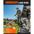 62CC 2-Stroke Gas Powered Weeder, 2HP, 8500RPM, 6-in-1/ 2-in-1 Multi-Tool: Gas Hedge Trimmer, Lawn Mower, Chainsaw & Extension Pole Pruner, for Garden, Farm & Courtyard Landscaping Maintenance