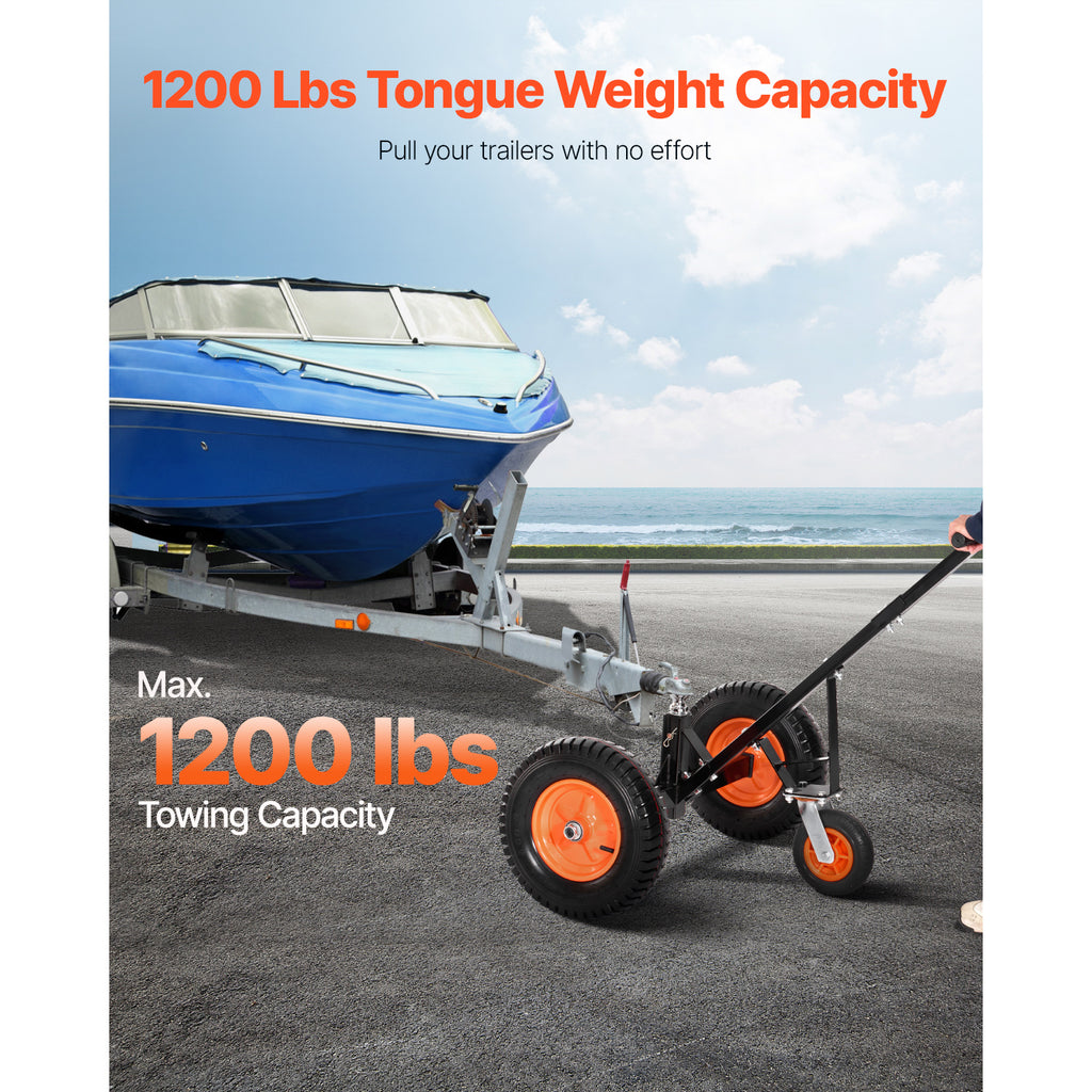 VEVOR 1200lbs Trailer Dolly 18 and 22 in Adjustable Height 2 in Ball 15.2 in Tires