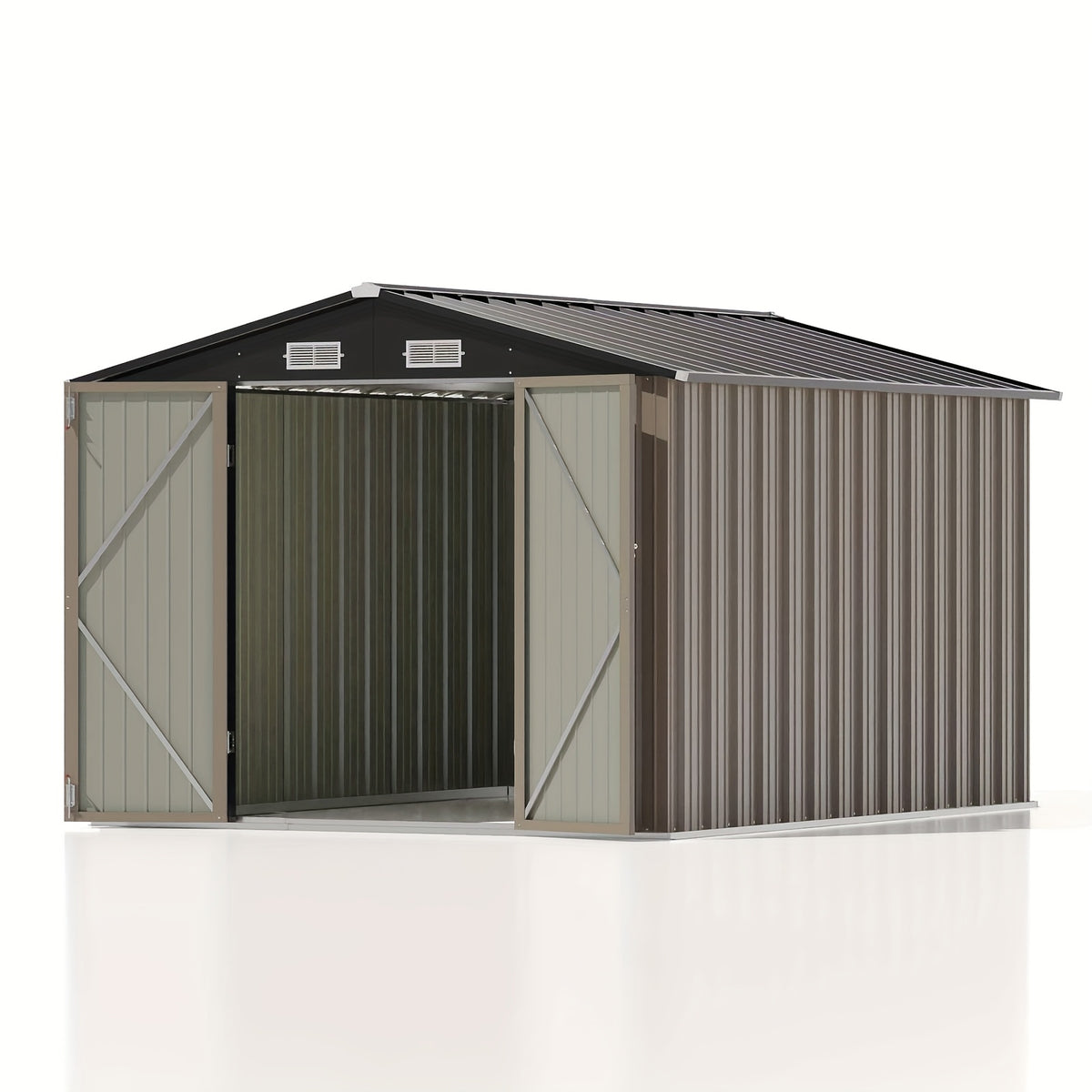 GUNJI 6X3.5 FT And 8X10 FT And 8X12 FT Outdoor Storage Shed, Large Metal Garden Shed with Lockable Waterproof Door, Garbage Cans, Pool Supplies, Tool Sheds for Backyard Garden Patio Lawn