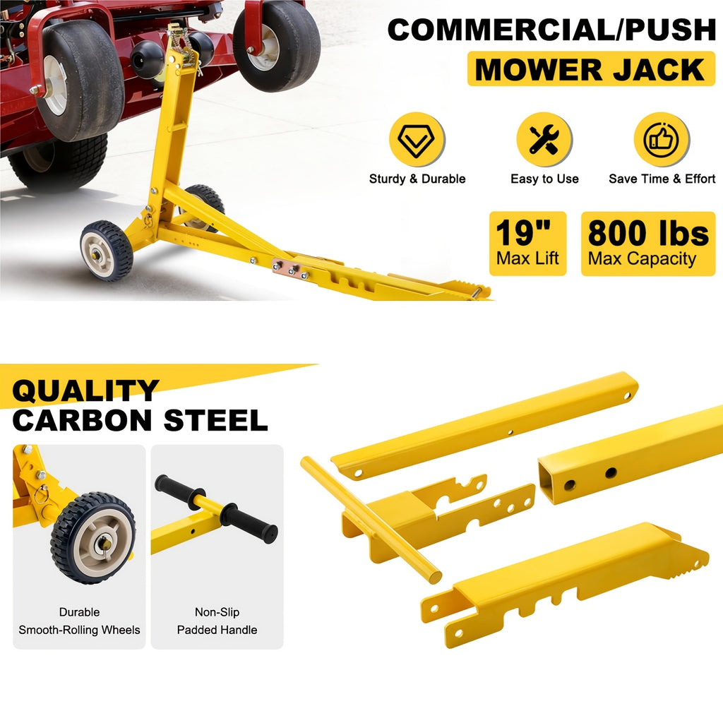 800 LBS Lawn Mower Lift Jack, Foldable Heavy Duty Zero Turn Mower Jack, Compatible with ZTR, Commercial And Walk-Behind Mowers, Comes with Installation Guide