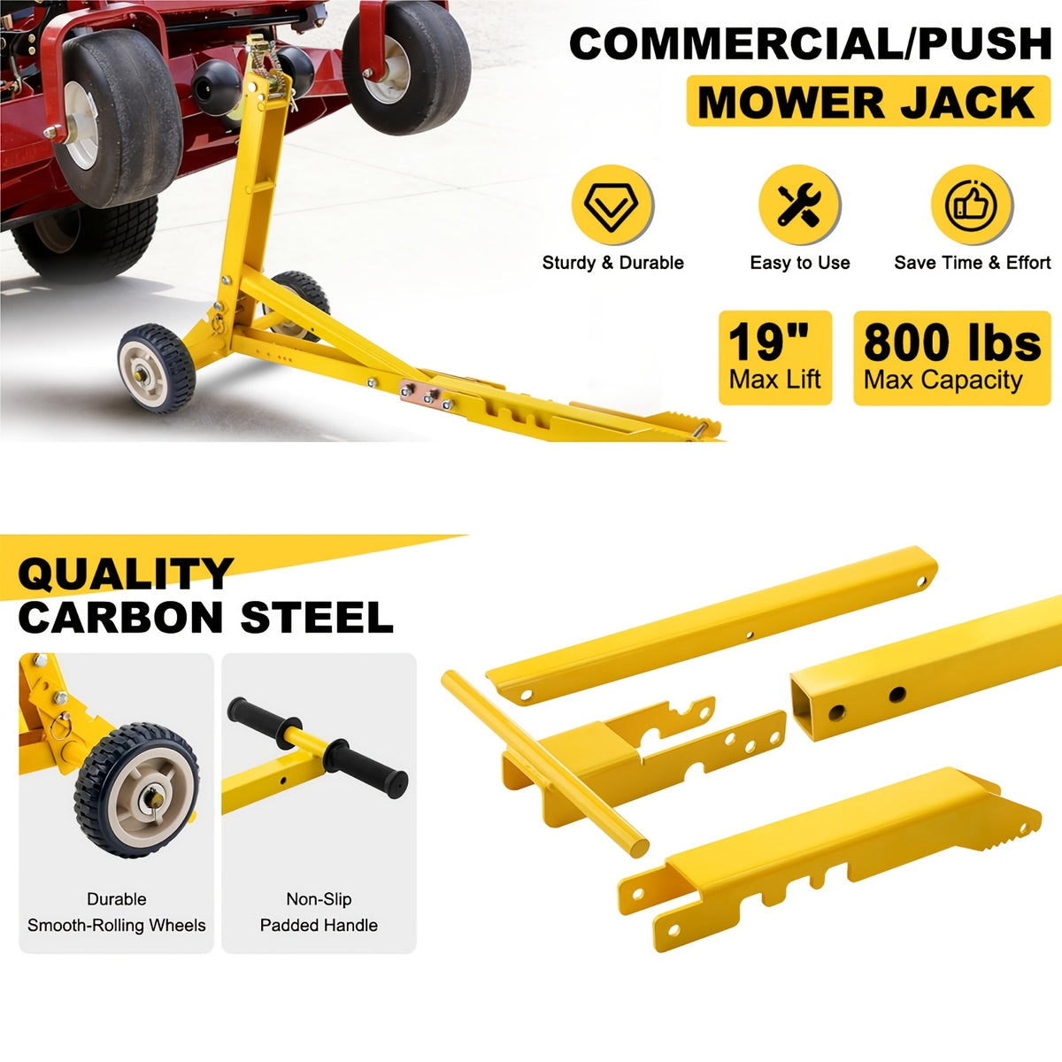 800 LBS Lawn Mower Lift Jack, Foldable Heavy Duty Zero Turn Mower Jack, Compatible with ZTR, Commercial And Walk-Behind Mowers, Comes with Installation Guide