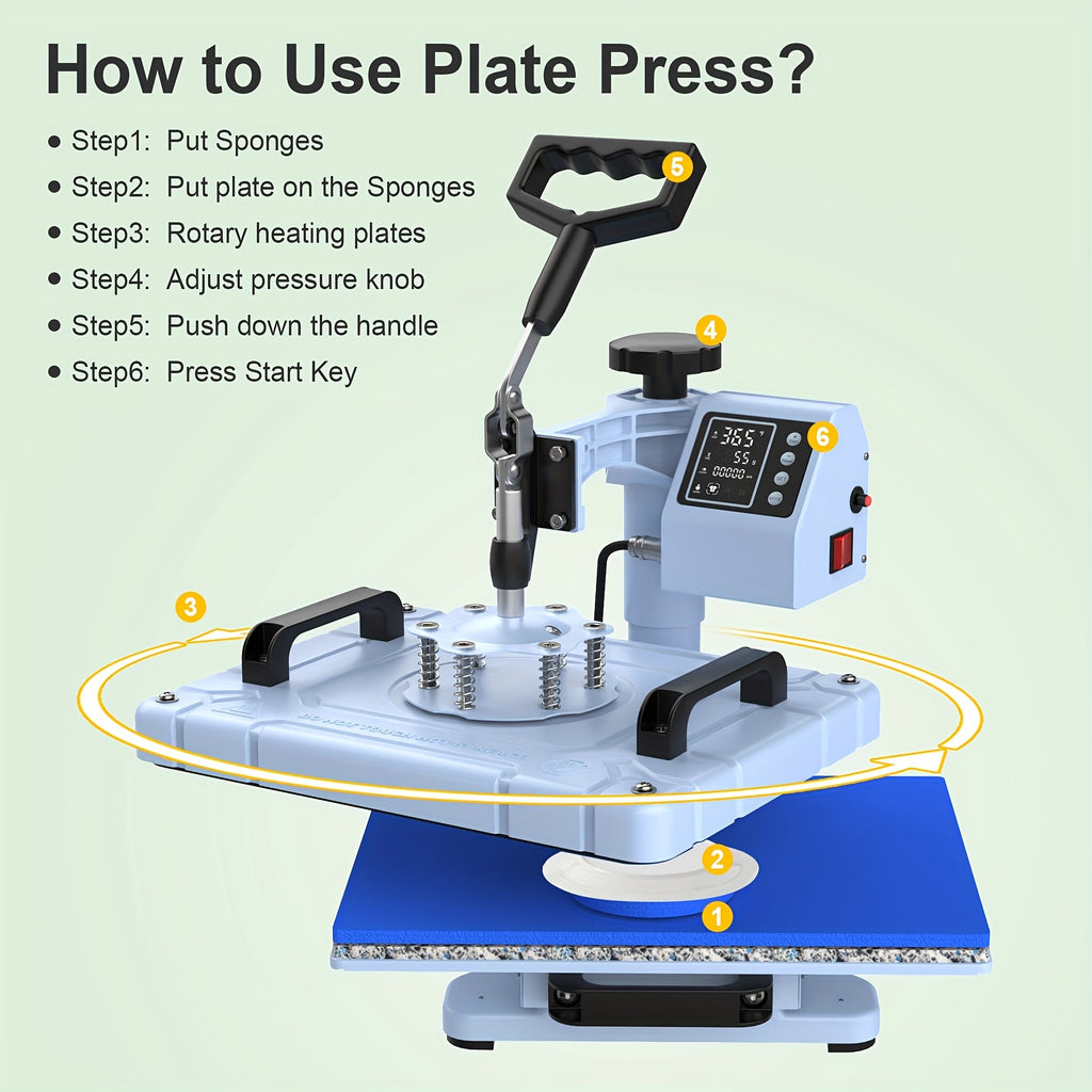 Professional 5-in-1 Heat Press 12x15 Inch with 30oz Tumbler Press, Swing Away Design, Digital Sublimation Machine for T-Shirts, Tumblers, Hats & Plates