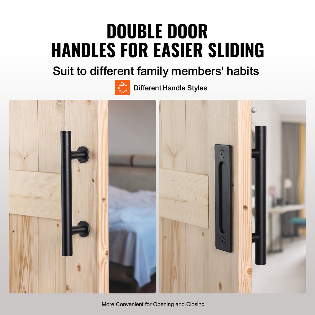 VEVOR Barn Door and Hardware Kit, 30/36" x 84" Wood Sliding Barn Door, Smoothly and Quietly, Barn Door Kit with 8-in-1 Floor Guide and Door Handle, Spruce Wood Panelled Slab, Easy to Install