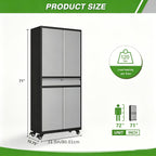 SISESOL Metal Garage Storage Cabinet With Locking Doors And Adjustable Shelves, Rolling Tool Storage Cabinet With 4 Wheels And 1 Drawer - 73" Steel Locking Cabinet For Garage, Warehouse