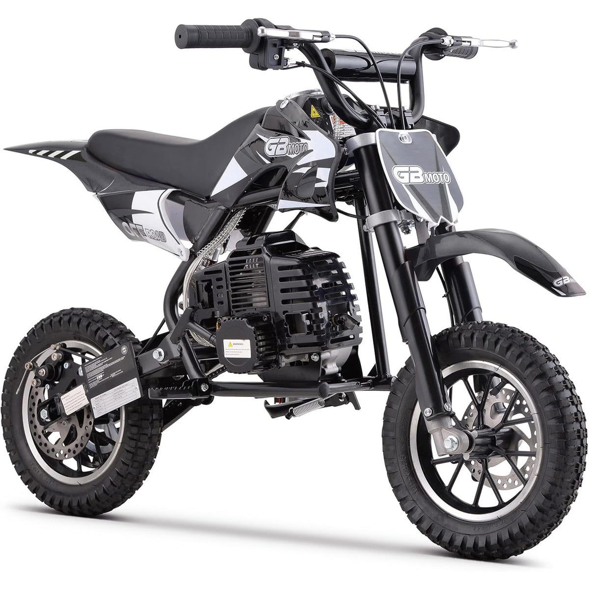 Mini off-road bike, 41CC four stroke gasoline bike (model: DB001), equipped with off-road tires, suspension, disc brakes, maximum load of 160Lbs, top speed of 18Mph, gloves and face cloth included