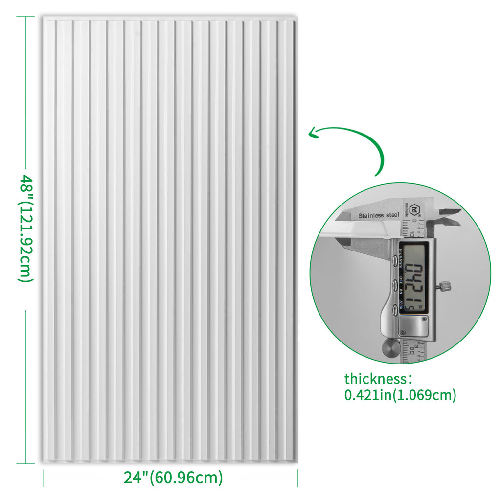 White 12-sheet 3D Slat Design Wall Panels for Interior Room Decor, 2x4 FT PVC Decorative Panels - Ideal for Stylish Flooring and Wall Enhancements
