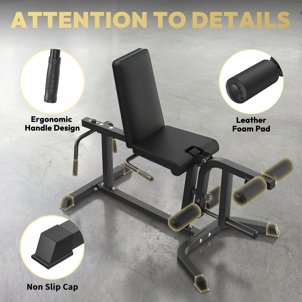 Leg Extension Curl Machine for Home Gym Lower-Body Workouts, Adjustable Seated Extension and Lying Curl Station for 1" or 2" Plates