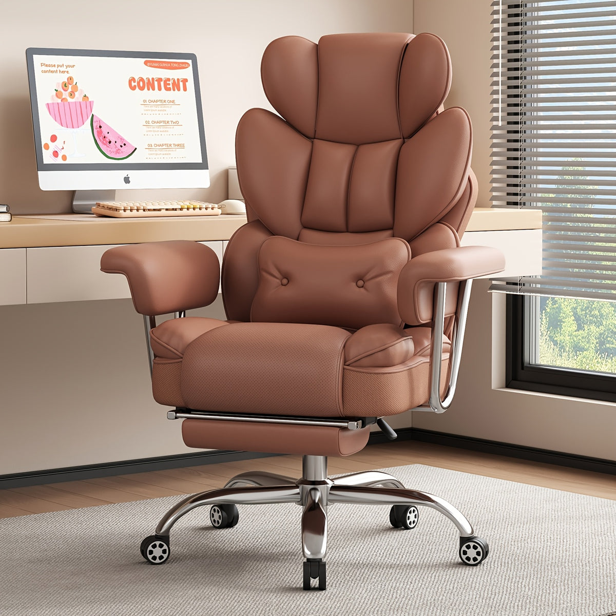 Executive Office Chair with Footrest — Oversized High-Back Recliner Rated to 500 lb for Home Desk Seating