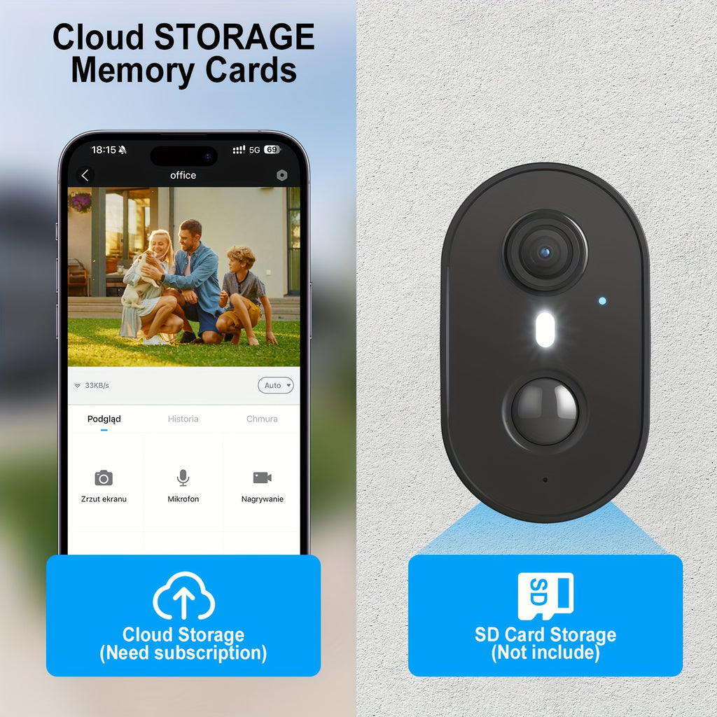 4MP Outdoor Camera with Battery Backup, Wireless Surveillance System Suitable for /Business, PIR Motion Detection, Color Night Vision, Alexa Compatible, SD/Cloud Storage, 2-Way Audio, Mobile App