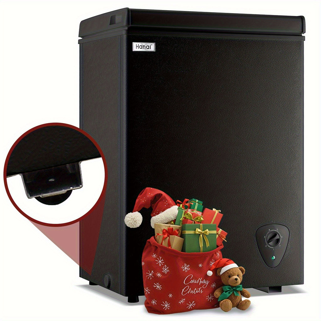 WANAI 3.5 Cu.Ft Chest MINI Freezer Adjustable 7 Thermostat Compact Deep Freezer Top Door Low Noise with Removable Basket